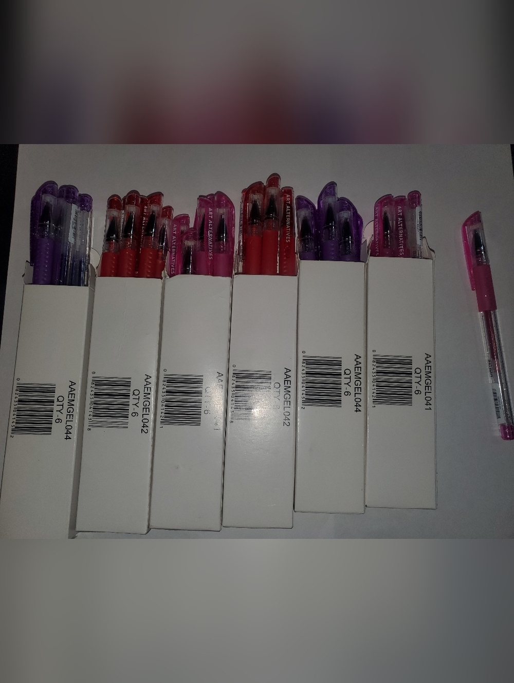 Pink Purple & Red Gel Pens Set 36 Total